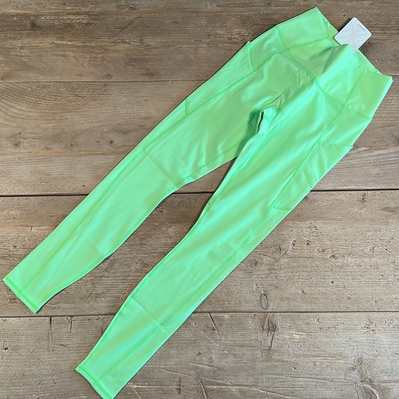 NWT- Fabletics PureLuxe HW Pocket Full Length Leggings- MINT GLOW NEON (27inch) - Picture 7 of 9